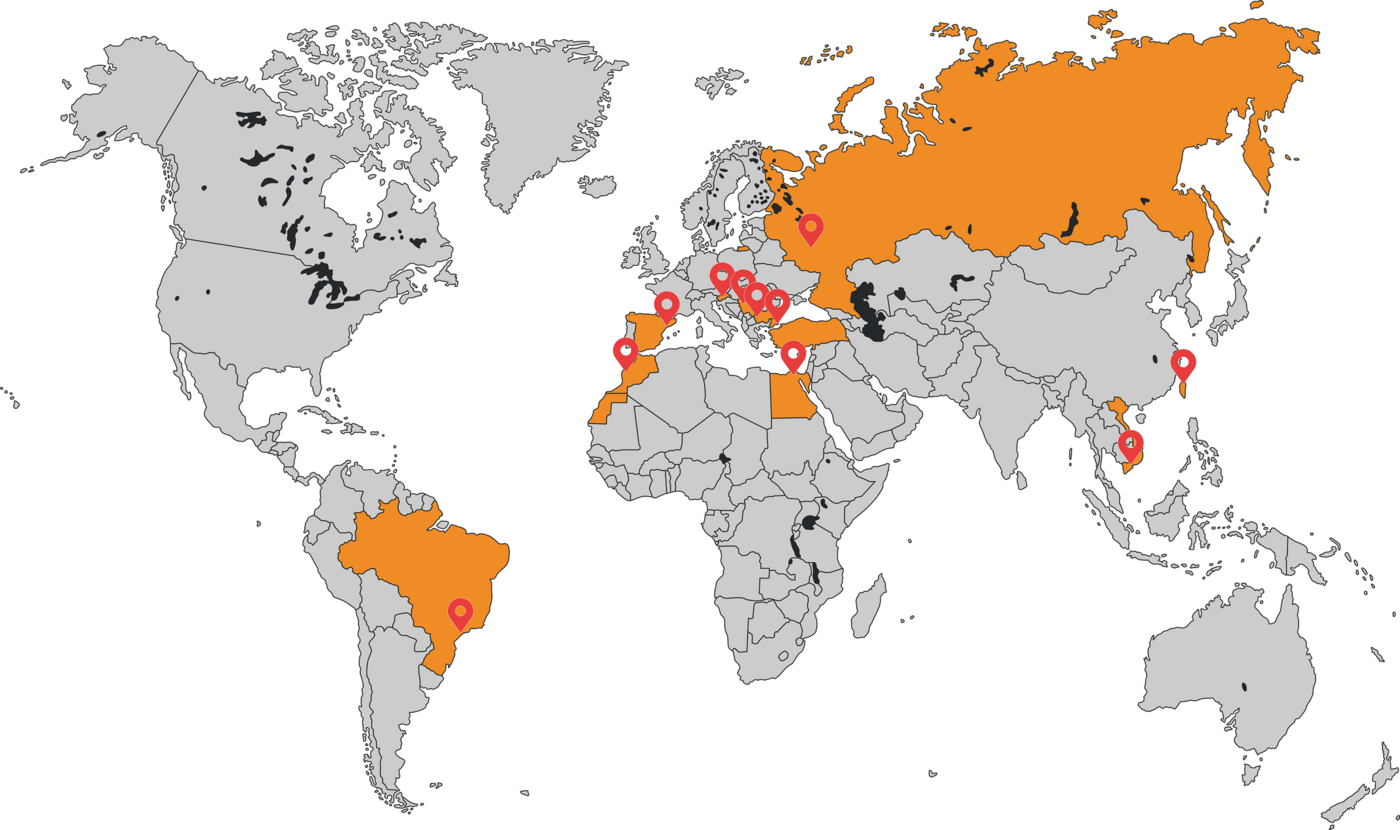 Mühlmeier Mahltechnik Vertriebspartner Karte weltweit